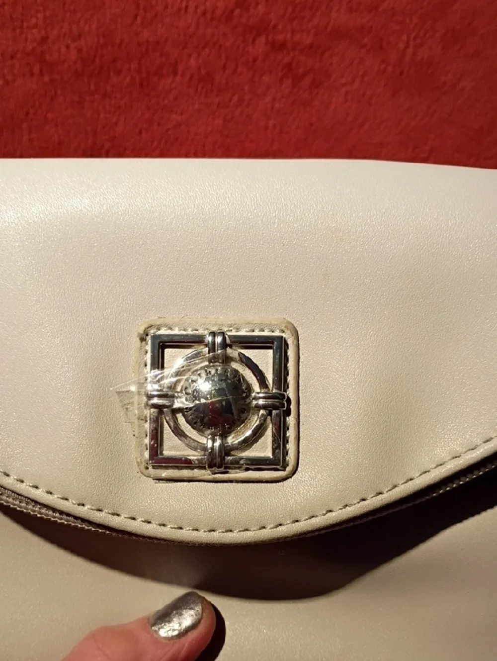 Catherine Malandrino Cream Faux Leather Wristlet Clutch